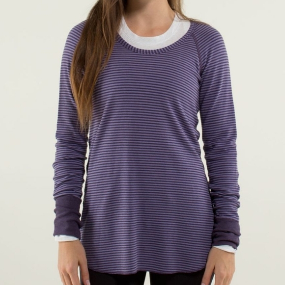 lululemon athletica Tops - Size M Lululemon Purple Striped Long Sleeve Reversible Shirt